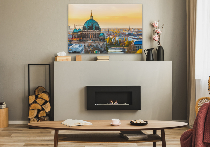 Bild Berlin im Wohnzimmer mit Kamin